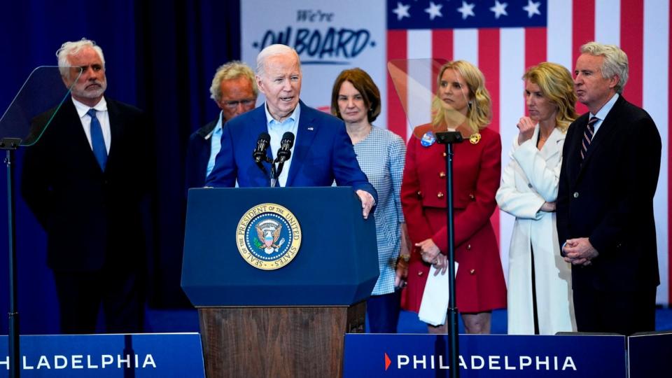 PHOTO: President Joe Biden speaks during a campaign event in Philadelphia, on April 18, 2024. (Matt Rourke/AP)