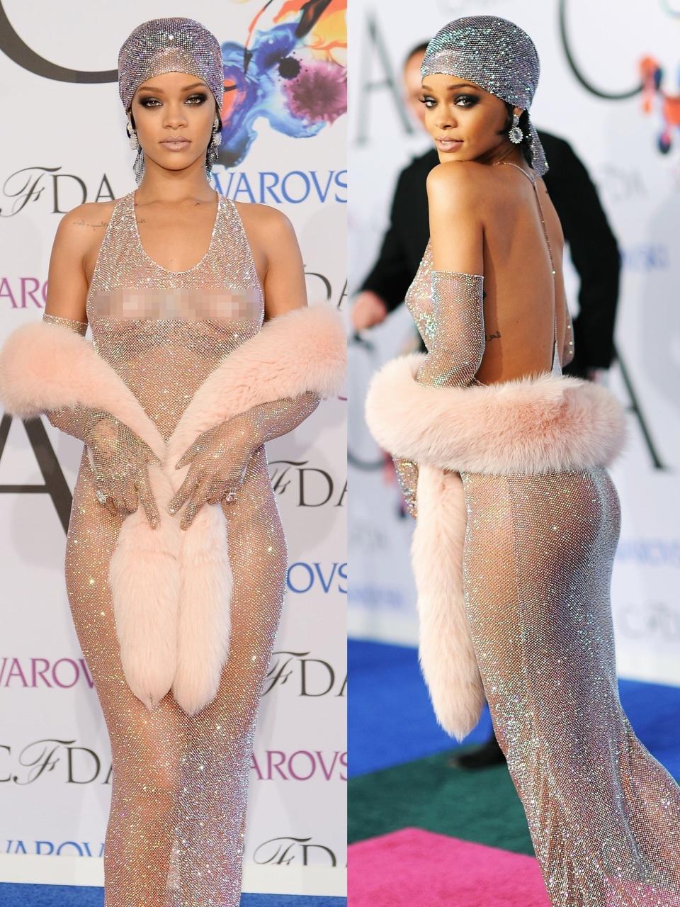 Rihanna 2014 CFDA fashion awards see through dress naked