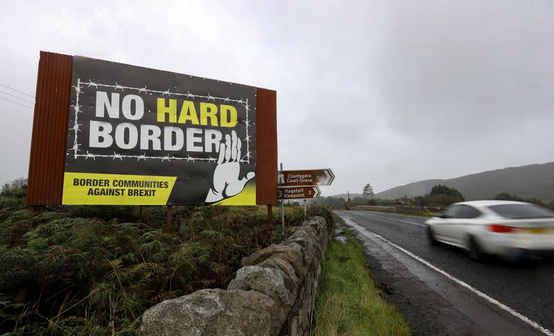 View of the border crossing between the Republic of Ireland and Northern Ireland outside Newry