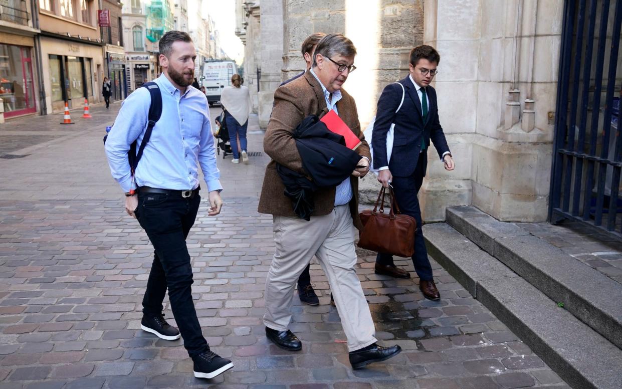 Captain Jondy Ward (left) arrives with his legal team at the Court of Appeal in Rouen on Wednesday - PA