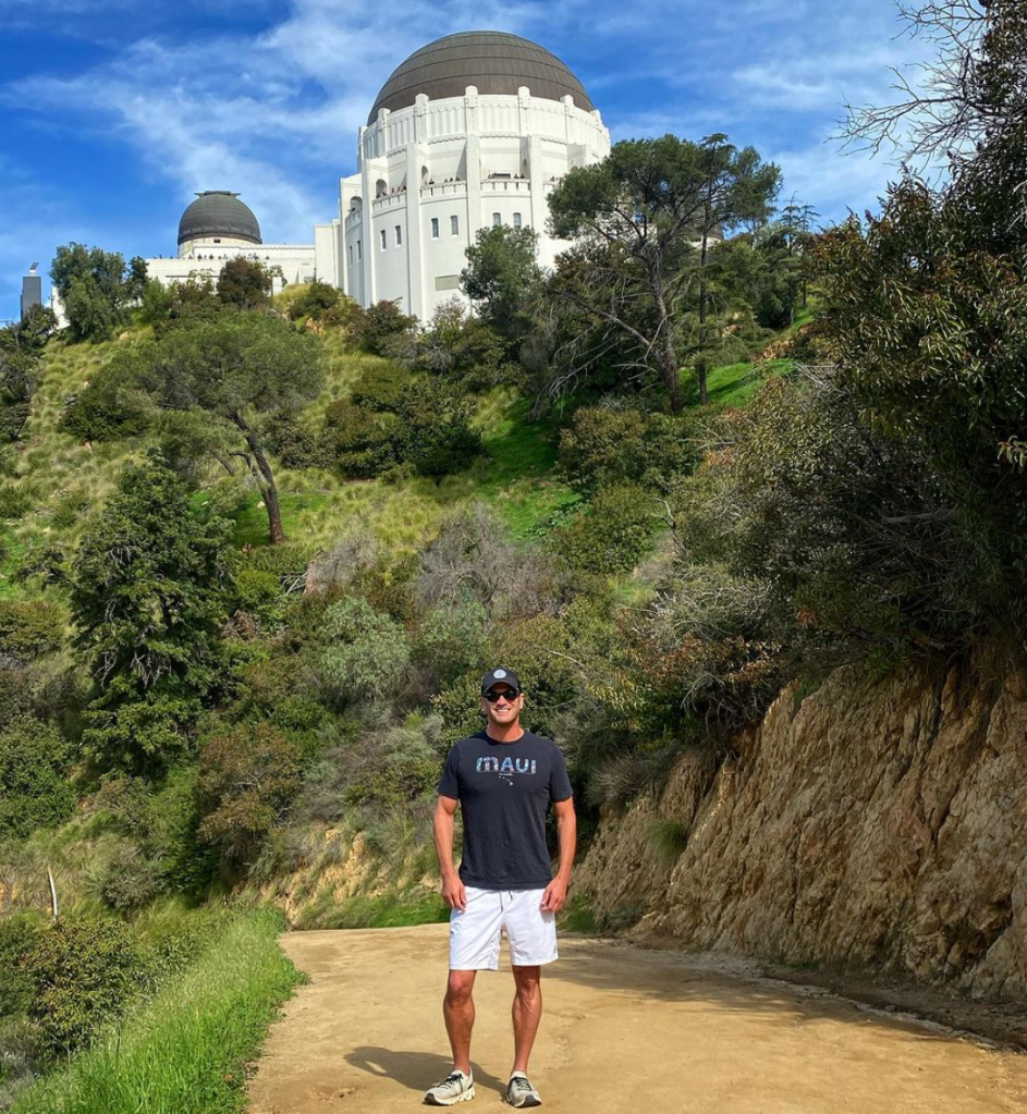 Abbamonte poses with the Griffith Observatory in Los Angeles, California in the background. leeabbamonte/Instagram