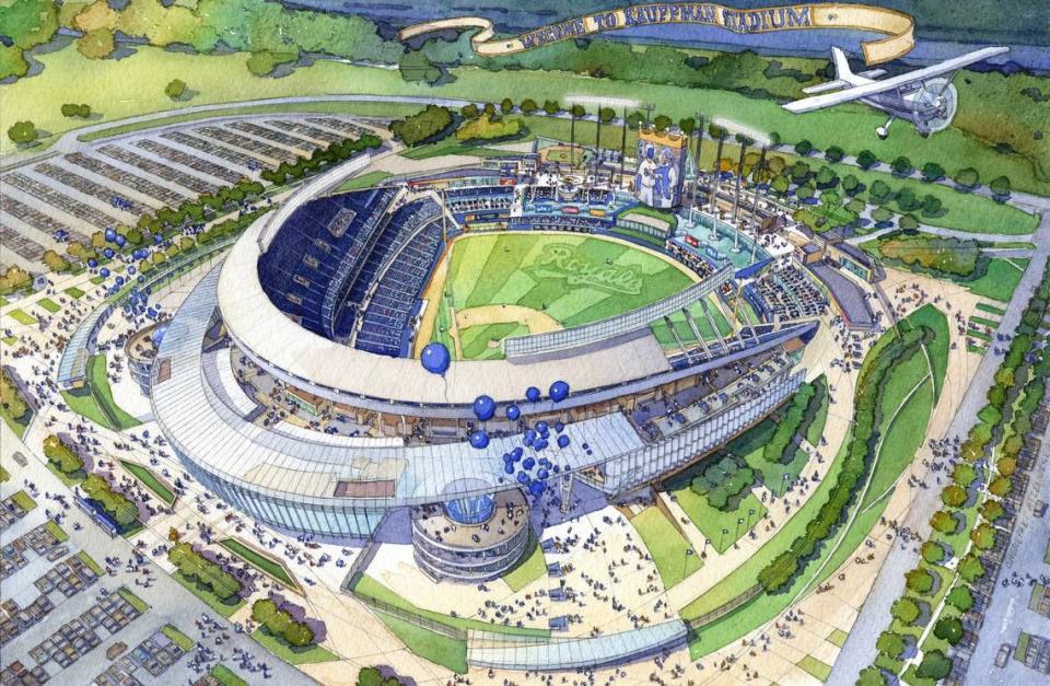 This rendering shows plans for the most recent renovations to Kauffman stadium that were done in 2009. File
