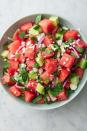 <p>We love a watermelon salad, and the sweetness of watermelon, paired with mint and salty feta is a match made in heaven.</p><p>Get the Watermelon Feta Salad recipe.</p>