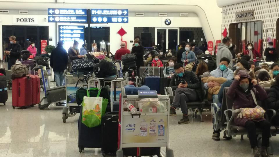 Scene at Wuhan Tiande International Airport on Feb. 5, 2020.