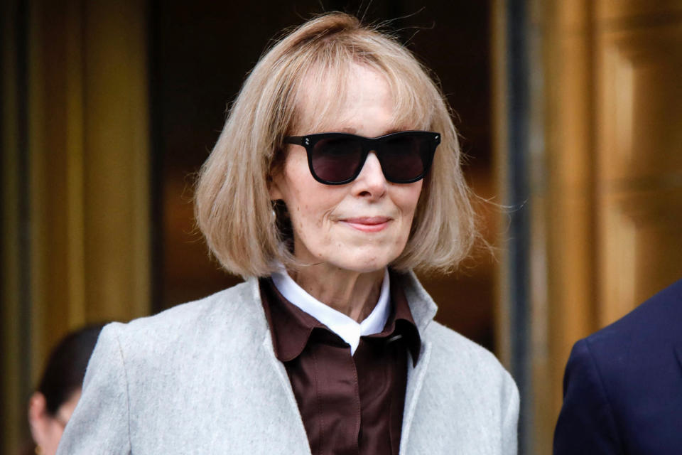 E. Jean Carroll leaves Manhattan Federal Court in New York on April 25, 2023. (Kena Betancur / AFP - Getty Images)