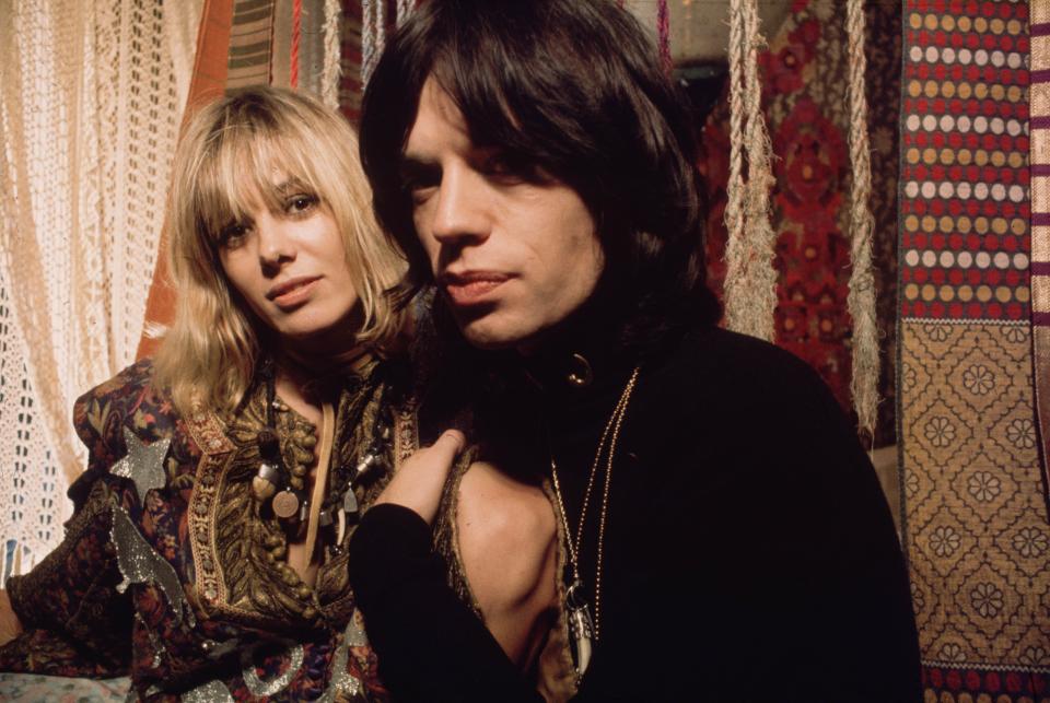 Anita Pallenberg and Mick Jagger in a scene from 'Performance,' 1970.