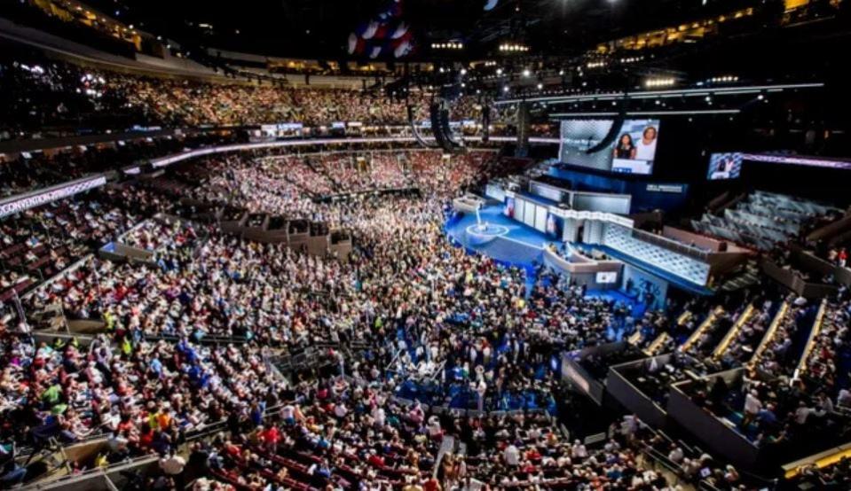 The scene during a national political conventions