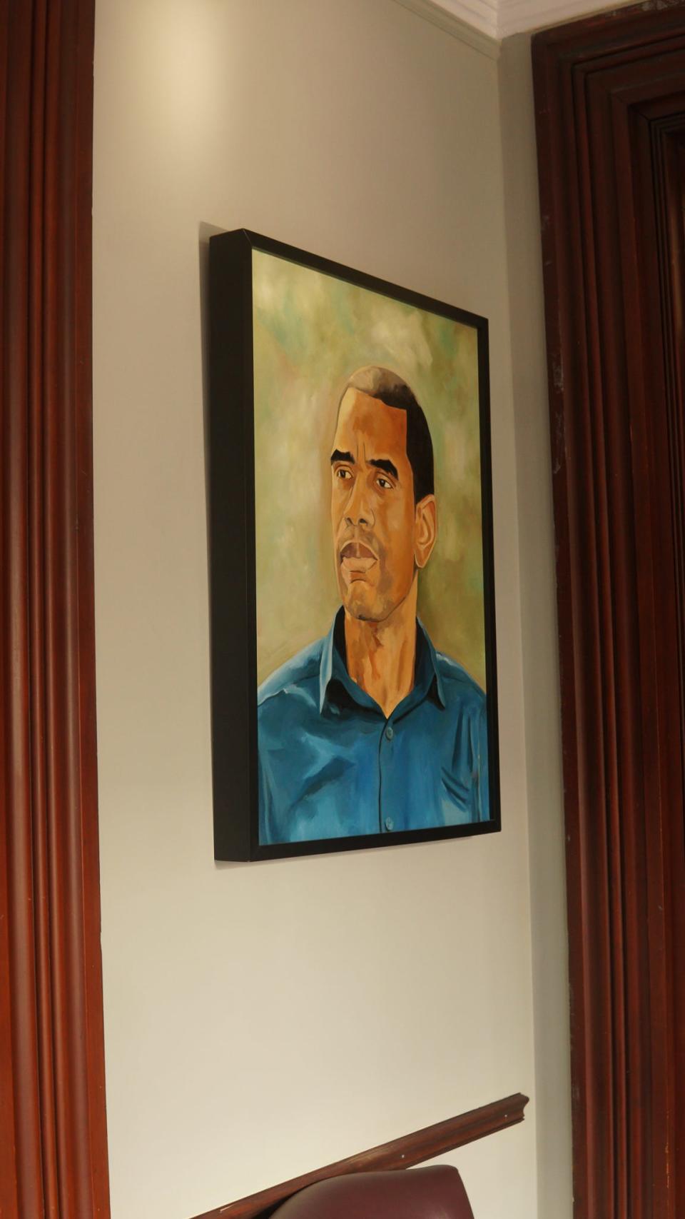 A painting of Mayor Malik Evans by Ya'qub Shabazz