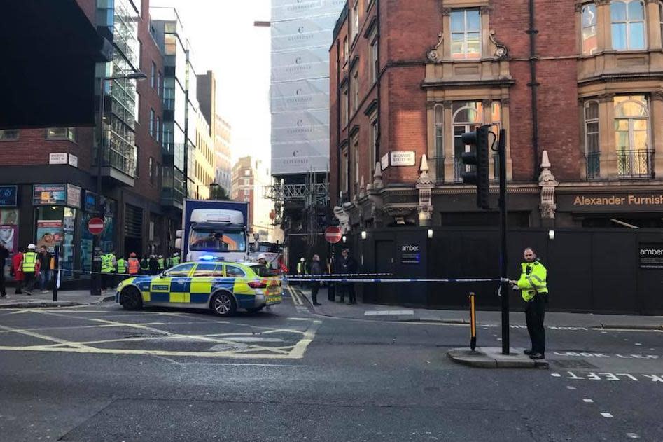 Streets were taped off in central London following a suspected gas leak: The Cock and Lion Pub