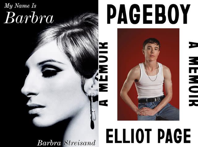 <p>Viking; Flatiron Books</p> Barbra Streisand and Elliot Page's memoirs are both finalists for Best Memoir & Autobiography