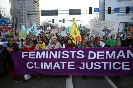 Protesters take part in the March for the Climate on the streets of Katowice, where the COP24 UN Climate Change Conference 2018 is held, Poland, December 8, 2018