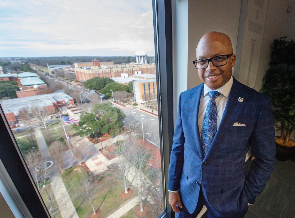 Jackson State University President Marcus Thompson, in office for just over 70 days, says he sees himself as a servant leader while discussing his position at JSU on Thursday. When considering his vision for JSU, Thompson prefers to hear from all stakeholders in the university to form that vision.