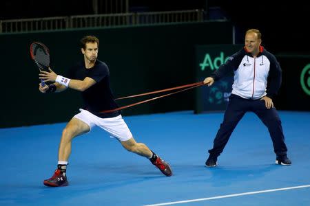 Britain Tennis - Great Britain v Argentina - Davis Cup Semi Final - Emirates Arena, Glasgow, Scotland - 15/9/16 Great Britain's Andy Murray during practice Action Images via Reuters / Andrew Boyers Livepic