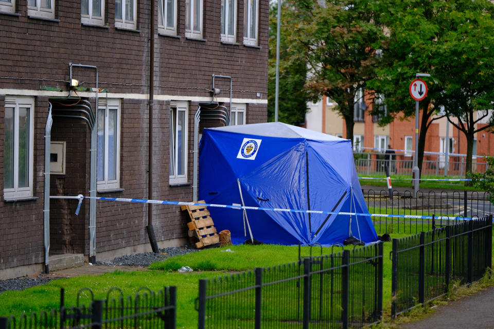 A police tent at scene on Chervil Rise in Wolverhampton. (SWNS)