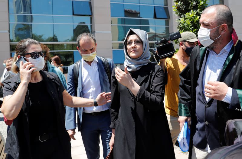 Hatice Cengiz, a fiancee of the murdered Saudi journalist Jamal Khashoggi, leaves the Justice Palace in Istanbul