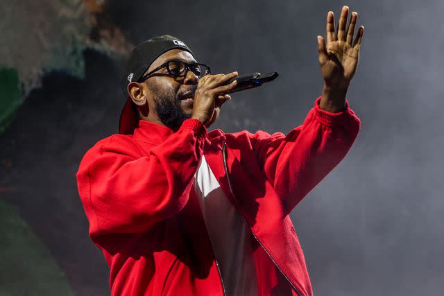 <p>Ricardo Rubio/Europa Press via Getty</p> Kendrick Lamar performs at Primavera Sound Madrid 2023, on June 9, 2023, in Arganda del Rey, Madrid,