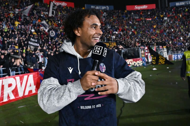 Joshua Zirkzee addresses Bologna's Stadio Renato Dall'Ara