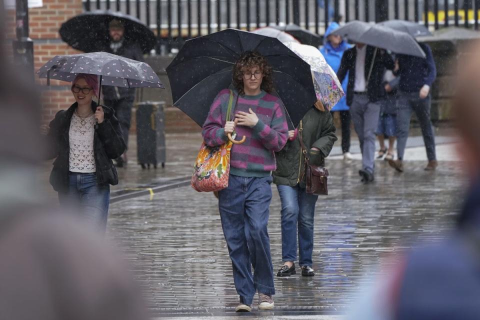 Rain is expected to hit the UK on Sunday and Monday  (Danny Lawson/PA) (PA Wire)