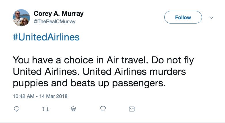 United Airlines boycott tweet