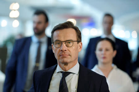 Moderates party leader Ulf Kristersson walks to a press meeting after being voted down as prime minister candidate by a parliamentary majority in the Riksdag, Stockholm, Sweden, November 14, 2018. Pontus Lundahl/TT News Agency/via REUTERS