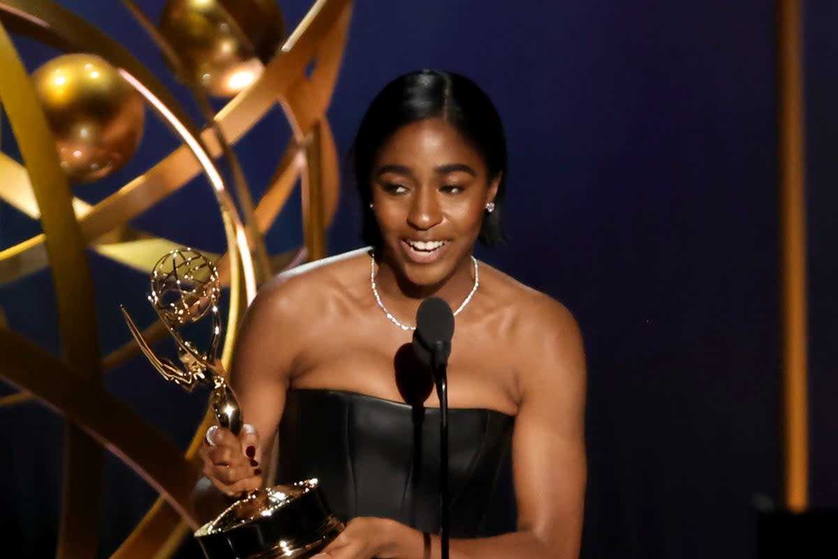 Ayo Edebiri accepting her Emmy award for her role in ‘The Bear’ (Getty Images)