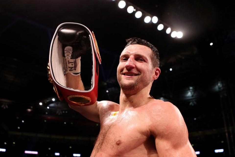 Carl Froch, in his final fight, retained his super-middleweight titles against George Groves in 2014 (Peter Byrne/PA) (PA Archive)