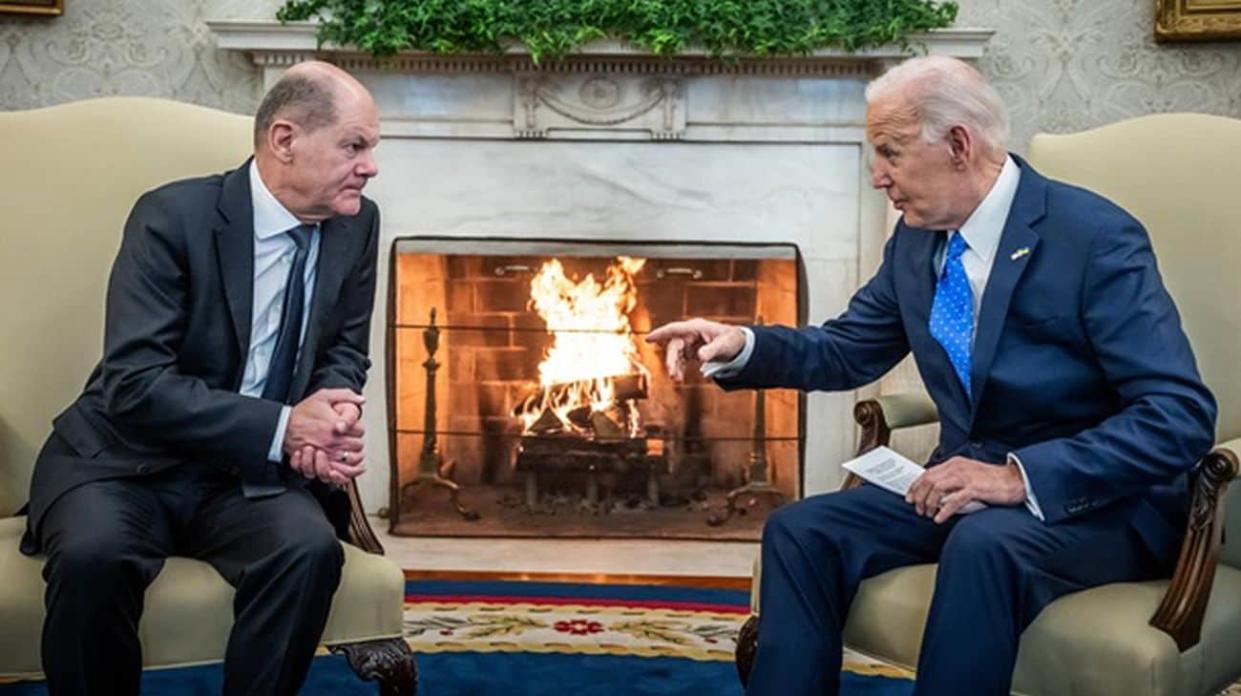 German Chancellor Olaf Scholz and US President Joe Biden at the White House. Photo: Getty Images