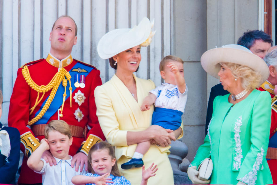 Camilla and Prince Louis had a moment on the balcony. [Photo: PA]