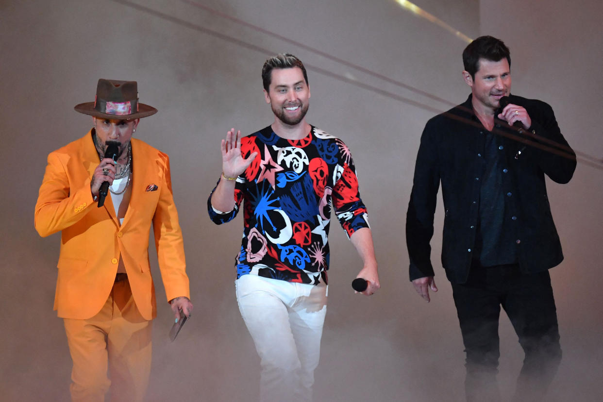 AJ McLean, Lance Bass and Nick Lachey (Angela Weiss / AFP via Getty Images)