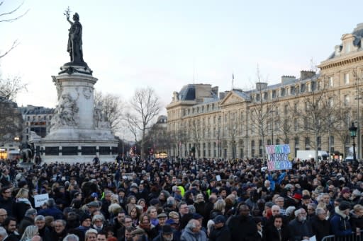 Thousands turned up for the rally in Paris against anti-semitic violence