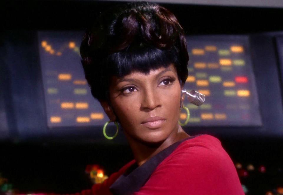 Nichelle Nichols as Uhura in the STAR TREK episode, "Journey to Babel." Season 2, episode 10 originally broadcast November 17, 1967.