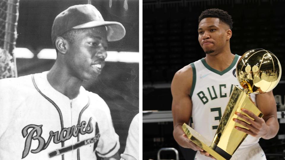 Hank Aaron and Giannis Antetokounmpo have advanced to the final four of the Best Athlete in Wisconsin Sports History bracket
