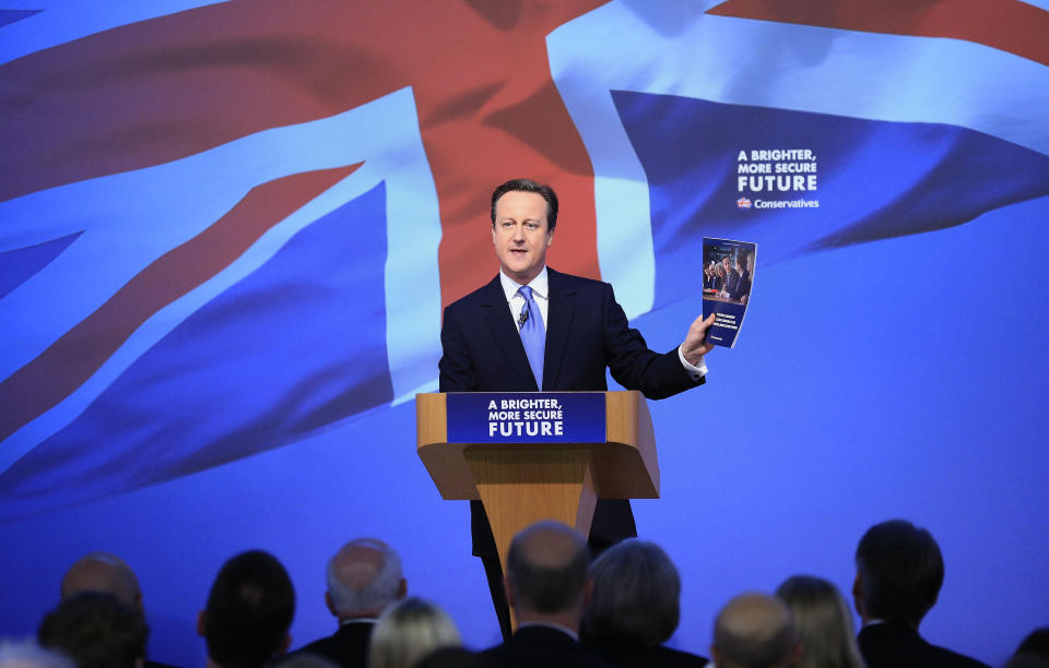 Prime Minister David Cameron speaking at University Technical College in Swindon at the launch of the Conservative Party manifesto.