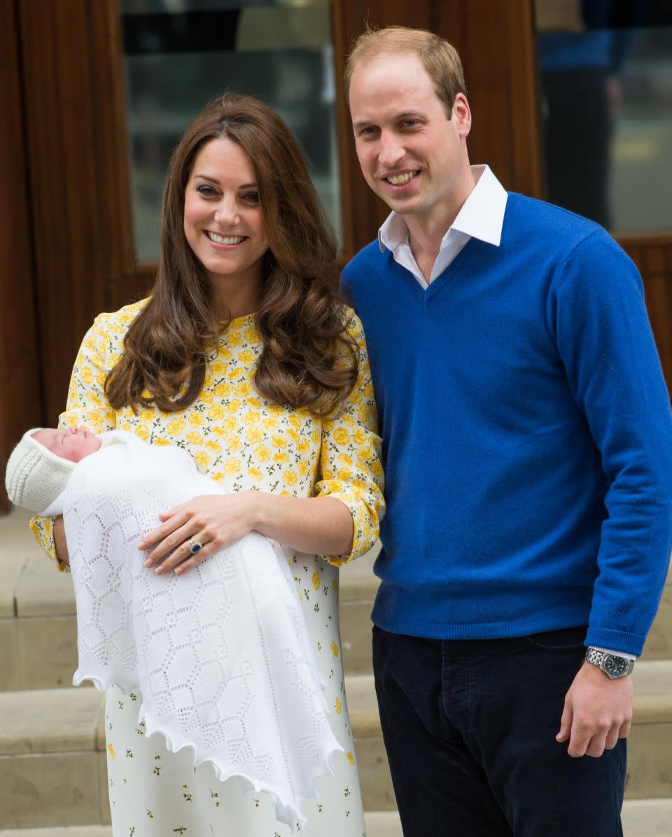 Kate rocked perfectly styled curls after Princess Charlotte's birth. Photo: Getty