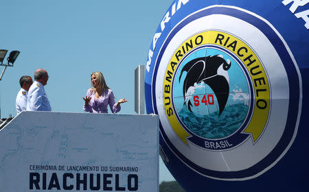 Brazil's first lady Marcela Temer participates in the inauguration ceremony of the submarine "Riachuelo", built by the submarine development program (PROSUB), in Itaguai, Brazil December 14, 2018. REUTERS/Pilar Olivares
