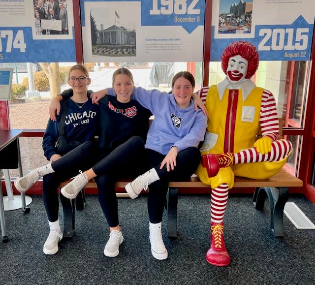 Bedford Junior High School students Isabella Brogan, left, Aubrey Kurek and Jasmine Philbeck selected Ronald McDonald House Charities of Northwest Ohio for their National Junior Honor Society service project.