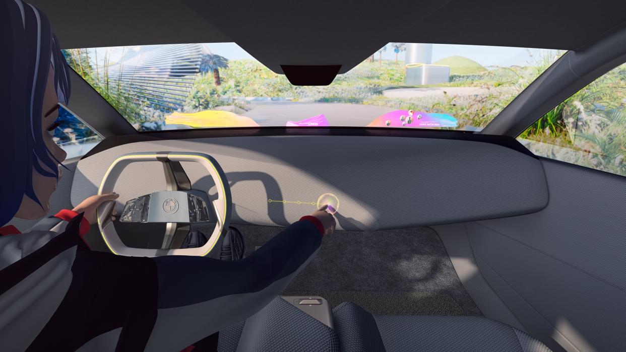 A look at how BMW sees its mixed reality windshield taking shape in the future. (Image: BMW)