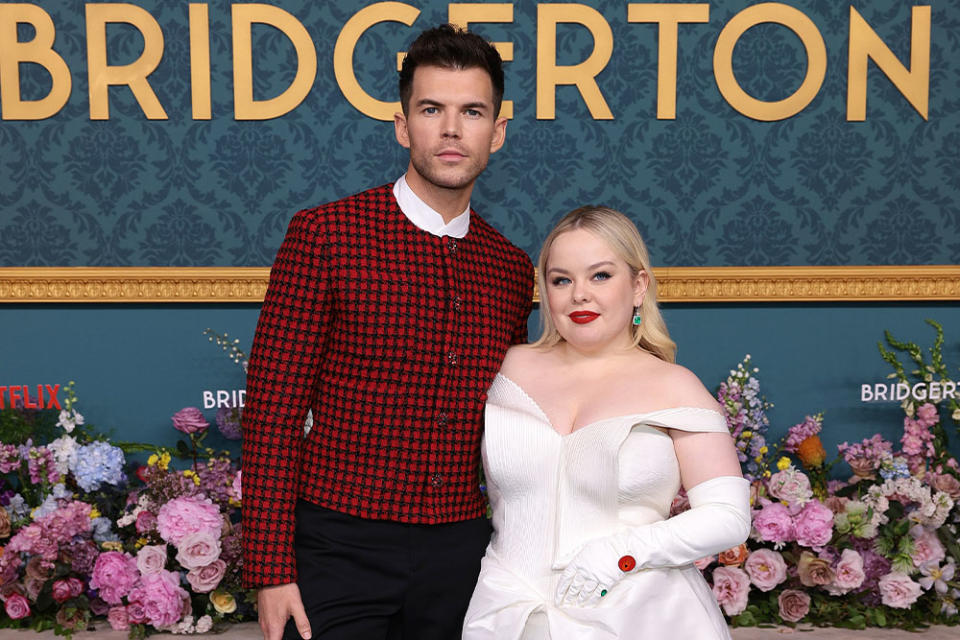 Luke Newton and Nicola Coughlan at the 'Bridgerton' season three premiere