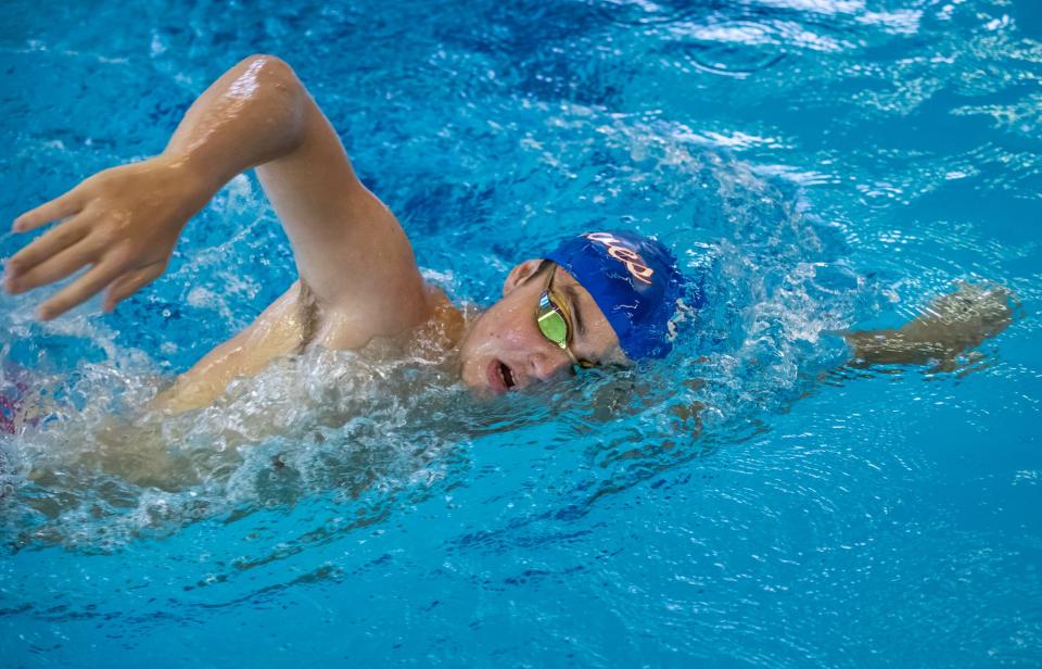 Chase Smith swims laps Thursday, July 16, 2020, at Indian Creek High School. From a young age, Chase always had to have the pool. As he grew older, swimming was one of his biggest comforts through his 6-year battle with Ewing's sarcoma.