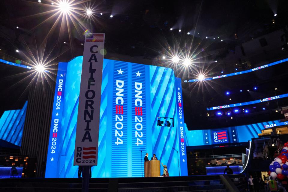 An inside look at the stage for the 2024 Democratic National Convention