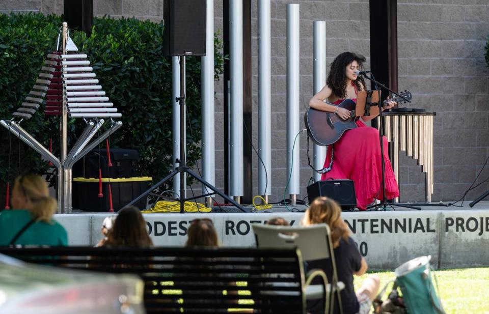 Mapuana performs during the Brown Bag Summer Concert Series at the Gallo Center for the Arts in Modesto, Calif., Friday, July 28, 2023.