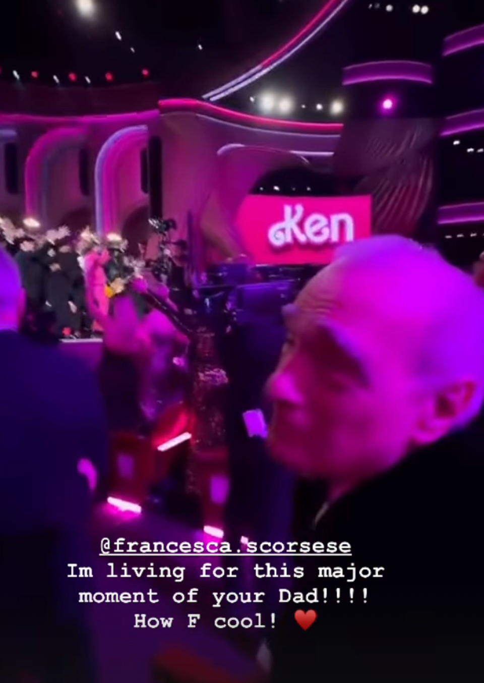 Scorsese enjoying Gosling’s performance (Eva Mendes Instagram)