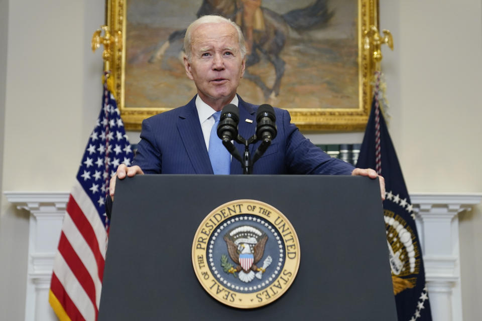 El presidente estadounidense Joe Biden en la Casa Blanca en Washington, el 17 de marzo de 2023. (Foto AP /Evan Vucci)