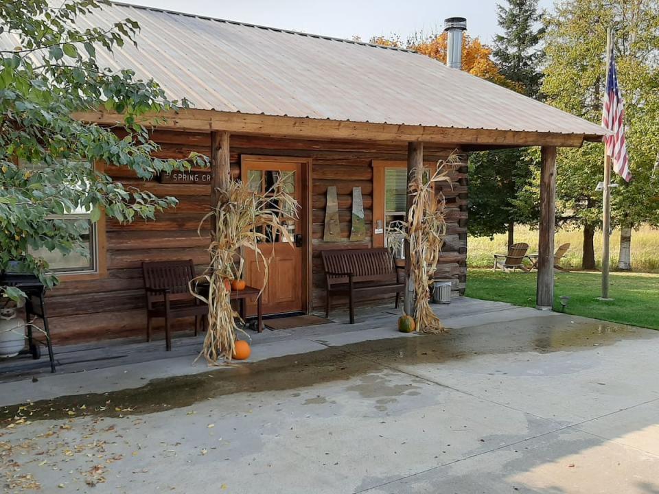 an Airbnb listing called Cabin on Spring Creek Pond in Sandpoint, Idaho