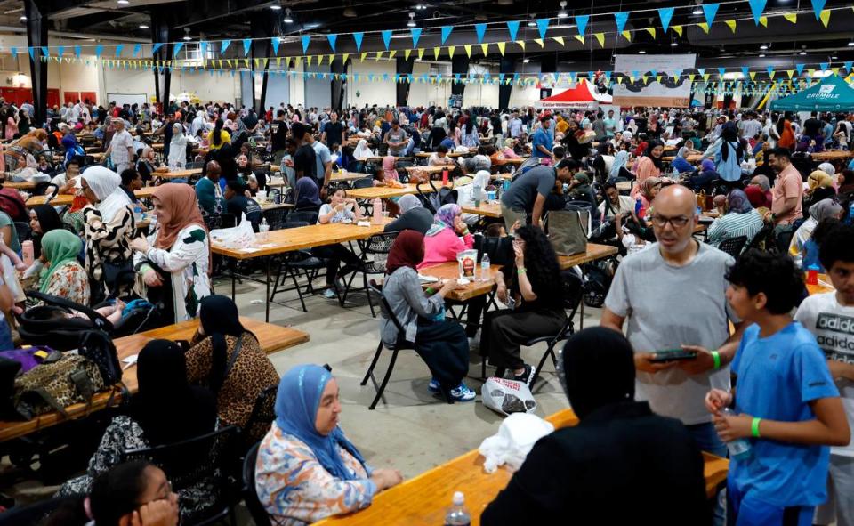 Thousands attend the Eid Festival at the Jim Graham Building in Raleigh, N.C. Saturday, June 22, 2024. Eleven Triangle mosques and Islamic organizations joined forces to hold what was billed as North Carolina’s largest Eid festival. Eid Fest 2024 marked the celebration of Eid al-Adha which is celebrated by Muslims across the world. Eid al-Adha marks the culmination of the annual pilgrimage to Mecca and the celebration of Abraham’s willingness to follow God’s command to sacrifice his son.