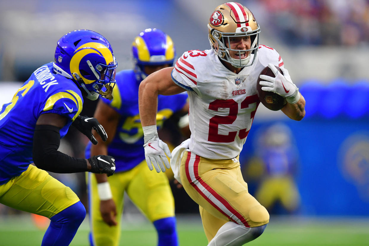 The 49ers' aggressive move for Christian McCaffrey at the NFL trade deadline spoke to both their own plans and the power vacuum left in the NFC by Tom Brady and Aaron Rodgers' struggles. (Gary A. Vasquez-USA TODAY Sports)