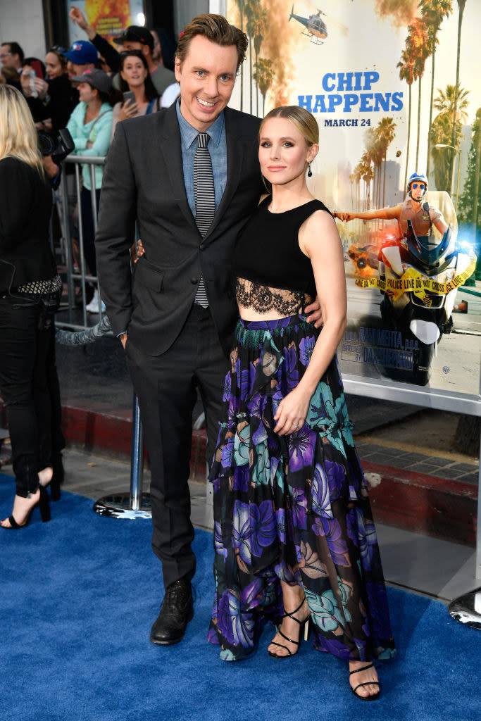 Dax Shepard (L) and Kristen Bell arrives at the Premiere Of Warner Bros. Pictures' "CHiPS"