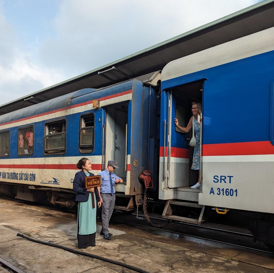 Qin Xie on The Vietage, Vietnam Train journey.
