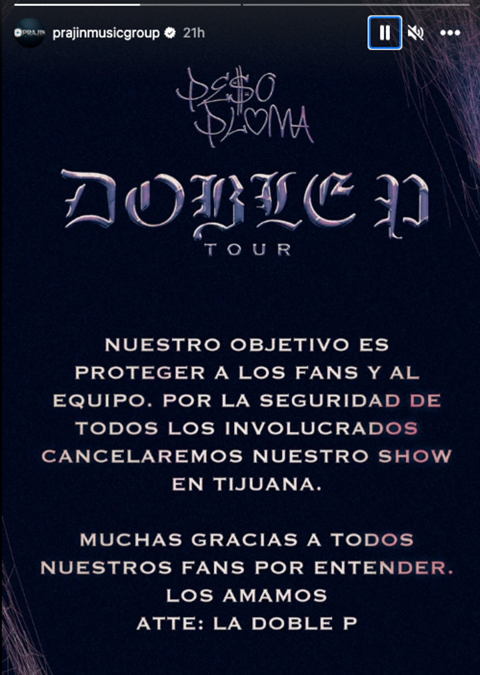 Peso Pluma’s Tijuana show has been cancelled (Instagram)