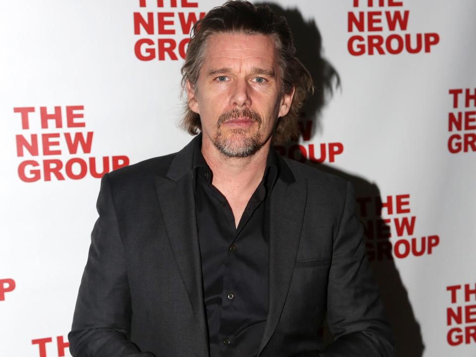 Ethan Hawke poses at the opening night party for the new musical "Bob & Carol & Ted & Alice" at Green Fig Urban Eatery at Yotel